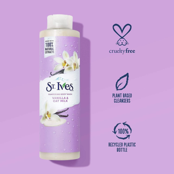 St. Ives Pampering Body Wash Vanilla & Oat Milk Made 650ml - Image 3
