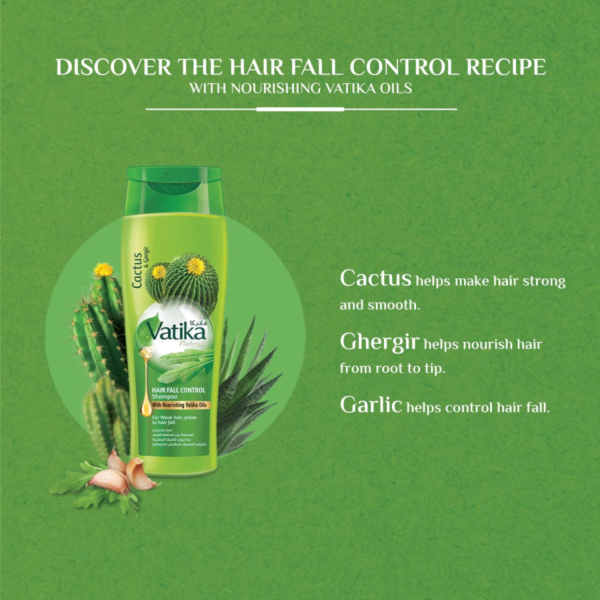 Vatika Hair Fall Control Shampoo with Cactus & Gergir (400ml) - Image 2