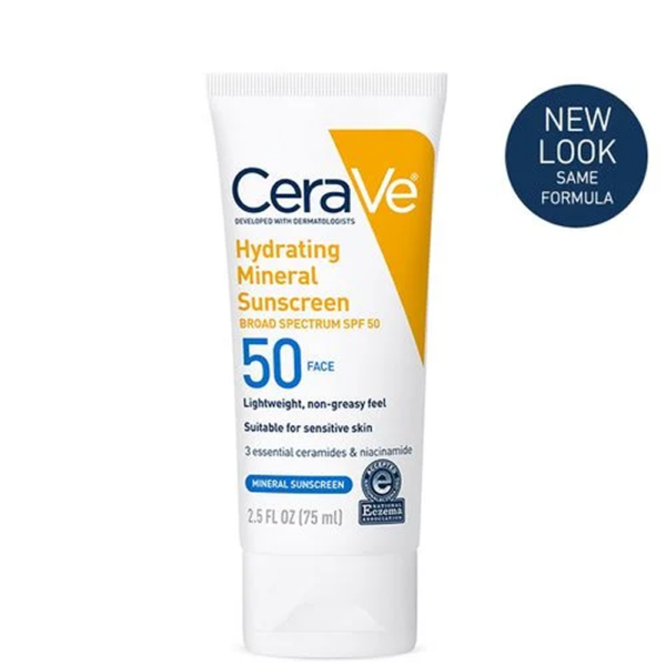 Cerave Hydrating Mineral Face Sunscreen Broad Spectrum SPF50 75ml